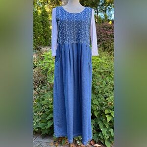 Vintage Erika & Co Denim Midi Jumper Dress